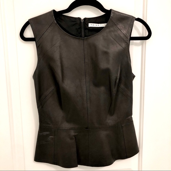 Trina Turk peplum leather top - Picture 2 of 3